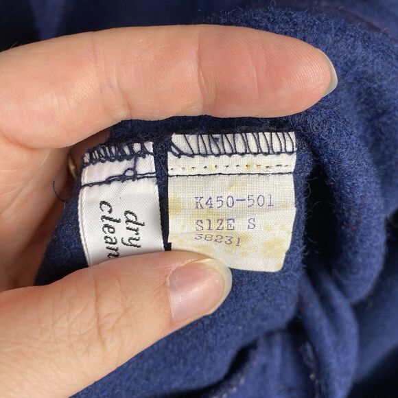 PENDLETON Car Jacket Vintage 100% Wool Coat Jacket Size Small Navy Blue Winter - Picture 8 of 8